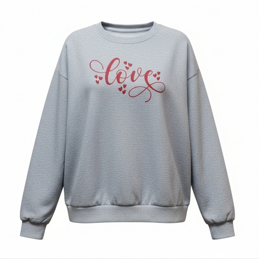 Gray Long Sleeve Pullover "Love" Print Sweatshirt - NWOT